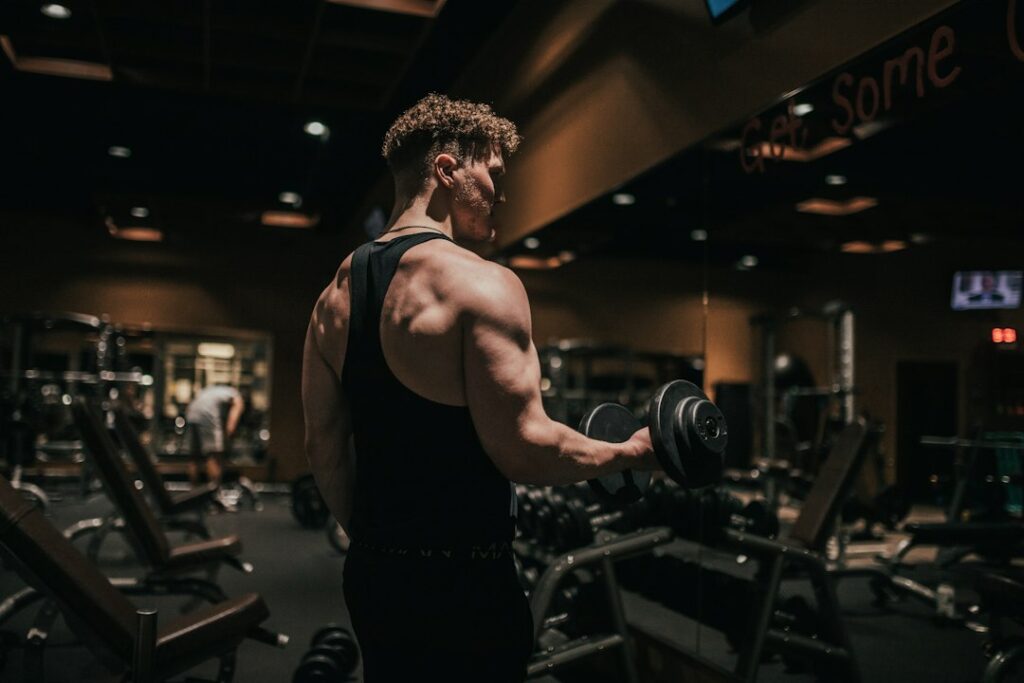 A strength training session with weights